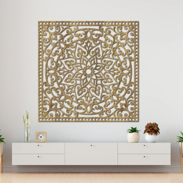 Drevený obraz štvorec orientálna mandala | KVIDO: HDF - Orech Rozmer 30 x 30 cm 4377-80123 HDF0514