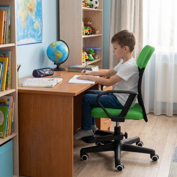 Detská stolička Neoseat MONKEY s podnožou — látka, čierna / zelená