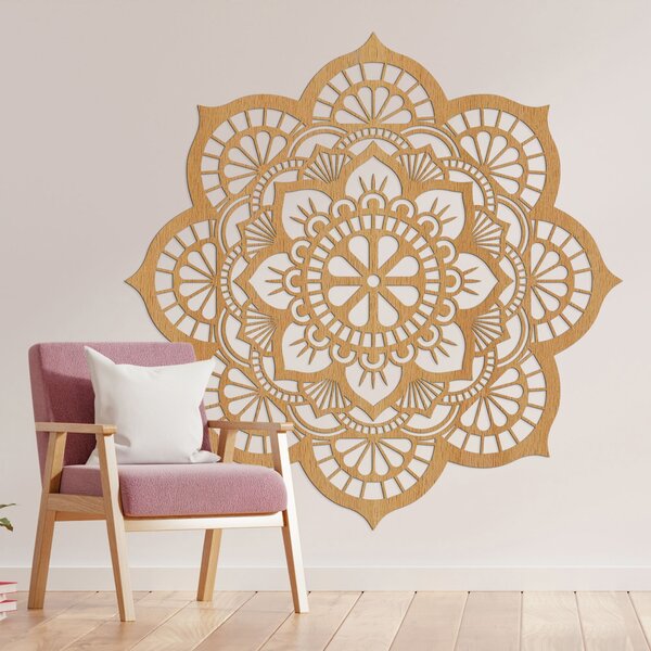 Drevený obraz na stenu mandala s motívom lotosový kvet | LOTOIS: HDF - Javor 20 cm 4523-98790 HDF0204