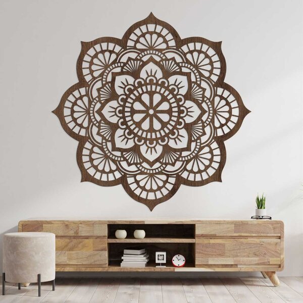 Drevený obraz na stenu mandala s motívom lotosový kvet | LOTOIS: HDF - Javor 20 cm 4523-98790 HDF0204