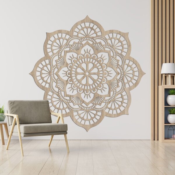 Drevený obraz na stenu mandala s motívom lotosový kvet | LOTOIS: HDF - Javor 20 cm 4523-98790 HDF0204
