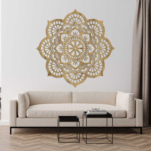 Drevený obraz na stenu mandala s motívom lotosový kvet | LOTOIS: HDF - Javor 20 cm 4523-98790 HDF0204