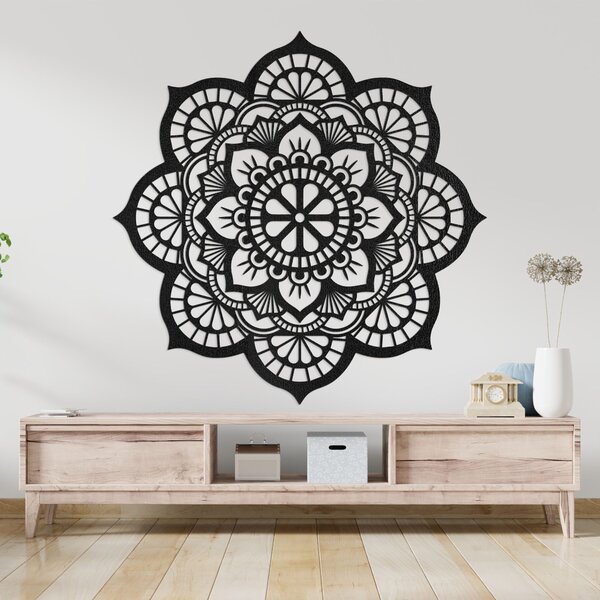 Drevený obraz na stenu mandala s motívom lotosový kvet | LOTOIS: HDF - Javor 20 cm 4523-98790 HDF0204