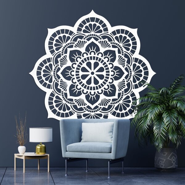 Drevený obraz na stenu mandala s motívom lotosový kvet | LOTOIS: HDF - Javor 20 cm 4523-98790 HDF0204
