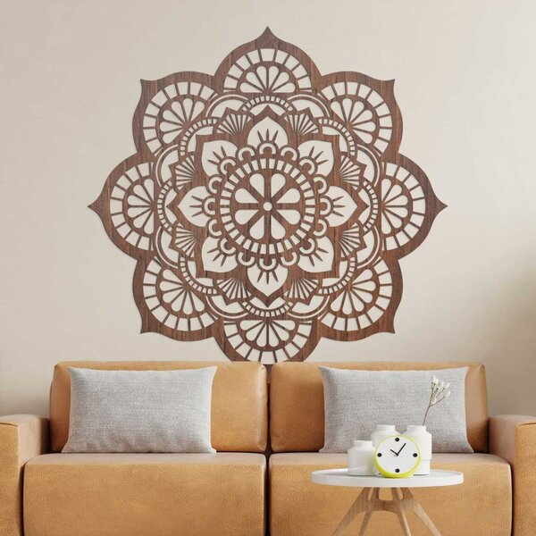 Drevený obraz na stenu mandala s motívom lotosový kvet | LOTOIS: HDF - Javor 20 cm 4523-98790 HDF0204