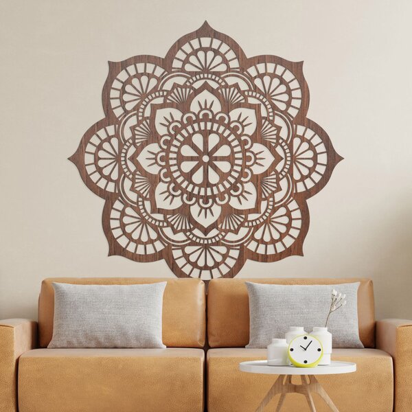 Drevený obraz na stenu mandala s motívom lotosový kvet | LOTOIS: HDF - Javor 20 cm 4523-98790 HDF0204