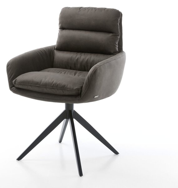 DELIFE Jedálenská stolička Abelia-Flex s opierkami mikrovlákno antracit vintage krížová podstava široká čierna