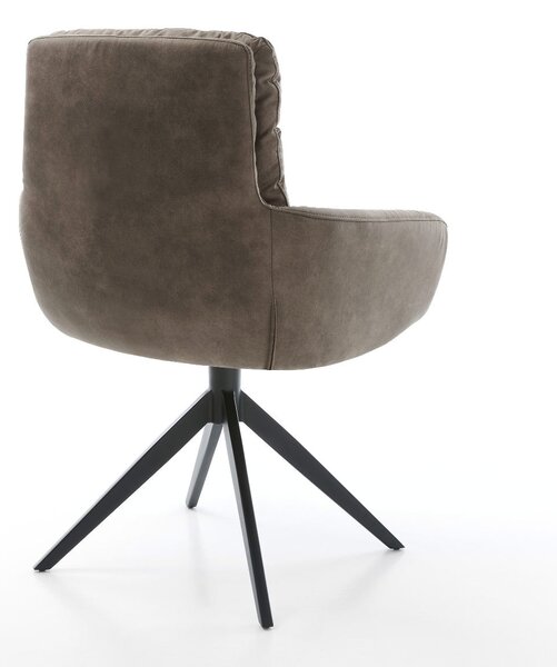 DELIFE Jedálenská stolička Abelia-Flex s opierkami mikrovlákno taupe vintage krížová podstava široká čierna
