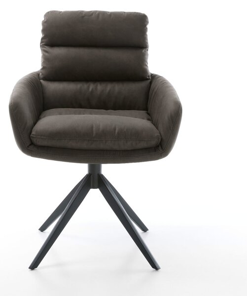 DELIFE Jedálenská stolička Abelia-Flex s opierkami mikrovlákno antracit vintage krížová podstava široká čierna