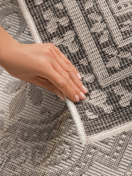 NORTHRUGS , Behúň Duet Rosel 106251 White/Gray - na von aj na doma, 80x250, šedá, chodba / predsieň