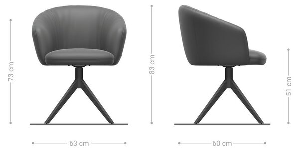 DELIFE Jedálenská stolička Caja-Flex s opierkami manšester strieborno sivá krížová podstava široká titánová farba 360° otočný vrecková pružina