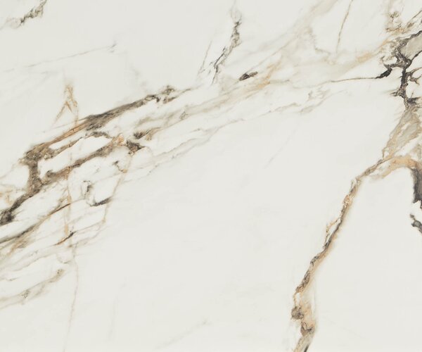 DELIFE Konferenčný stolík Ekrem 65x65 cm keramika Calacatta Luxe bielo-zlato-šedá Hairpin okrúhly kov titánový efekt