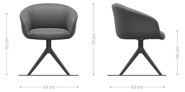 DELIFE Jedálenská stolička Vinka-Flex s opierkami zmiešané materiály tmavobéžová široká krížová podstava titanová farba otočná o 360° vrecková pružina