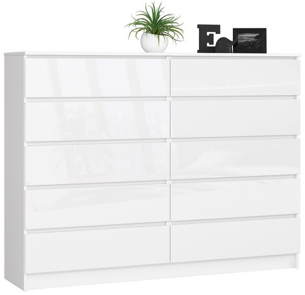 Ak furniture Komoda Rollo K 160 cm biela lesklá