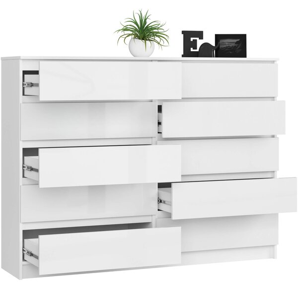 Ak furniture Komoda Rollo K 160 cm biela lesklá