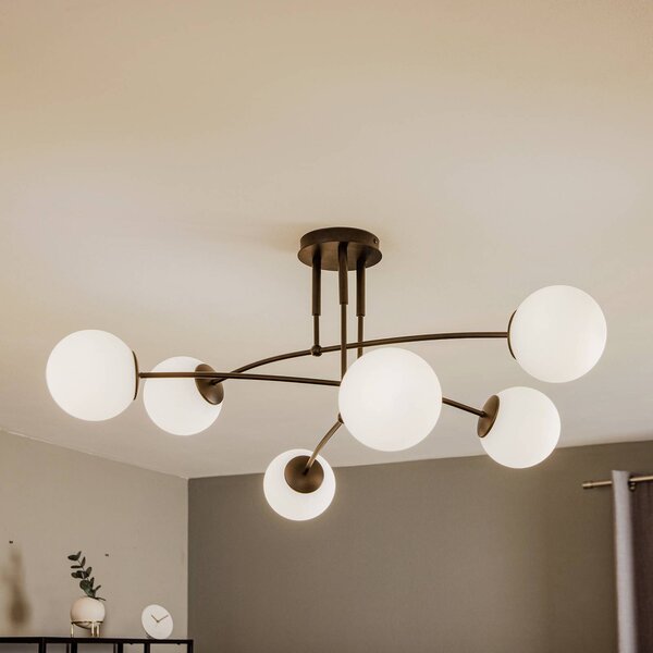 EMIBIG LIGHTING Stropné svietidlo Pregos 6 v čiernej farbe, 6-plameňové, Čierna, Chodba, kov, Moderný, Stropné svetlo