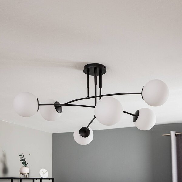 EMIBIG LIGHTING Stropné svietidlo Pregos 6 v čiernej farbe, 6-plameňové, Čierna, Chodba, kov, Moderný, Stropné svetlo
