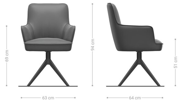 DELIFE Jedálenská stolička Heira-Flex s opierkami zmiešané materiály tmavobéžová široká krížová podstava titánová farba otočná o 360° vrecková pružina