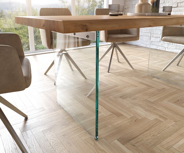 DELIFE Jedálenský stôl Edge 180x90 XL akácia prírodná sklo Live-Edge