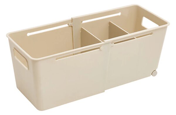 5Five® Úložný kôš EXTENS - M, béžový, nastaviteľný, s kolieskami, 27-38,5 × 15 × 15 cm