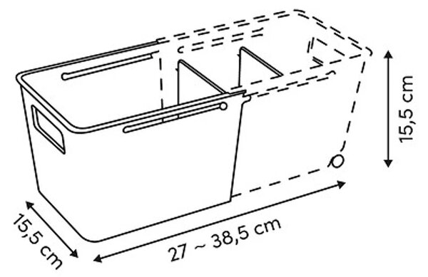 5Five® Úložný kôš EXTENS - M, béžový, nastaviteľný, s kolieskami, 27-38,5 × 15 × 15 cm