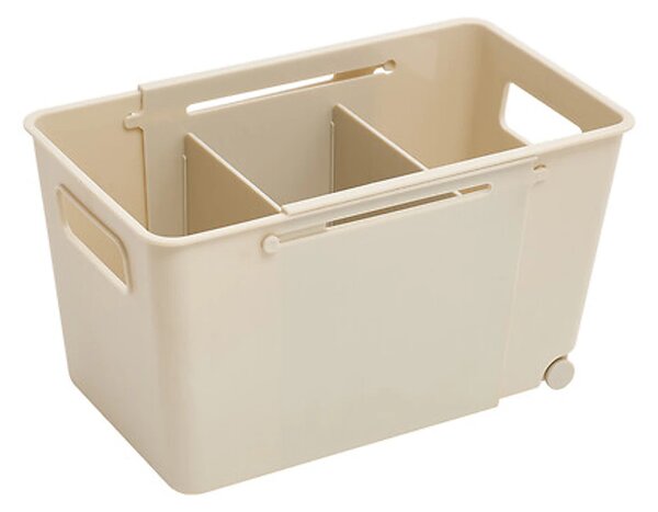 5Five® Úložný kôš EXTENS - M, béžový, nastaviteľný, s kolieskami, 27-38,5 × 15 × 15 cm