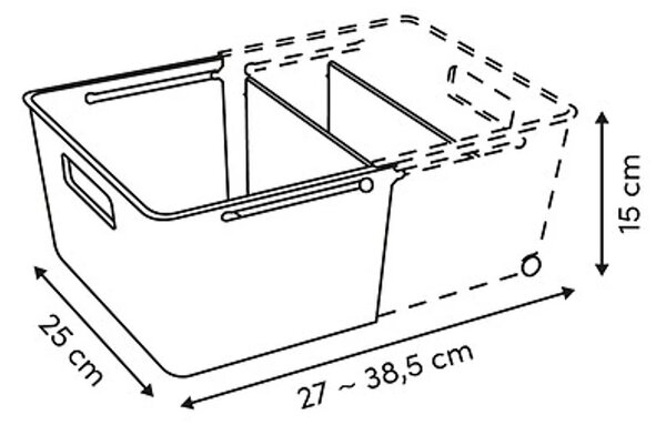 5Five® Úložný kôš EXTENS - L, béžový, nastaviteľný, s kolieskami, 38,5 × 25 × 15 cm