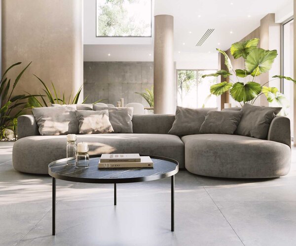 DELIFE Konferenčný stolík Torell 80x80 cm keramika Laminam®Noir Desir hnedá kovový rám efektová titánová farba