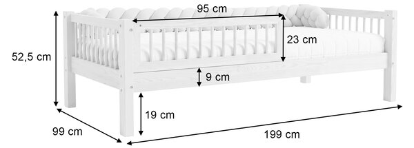 Detská posteľ so zábranou Elora Slats II 90x190 - prírodná