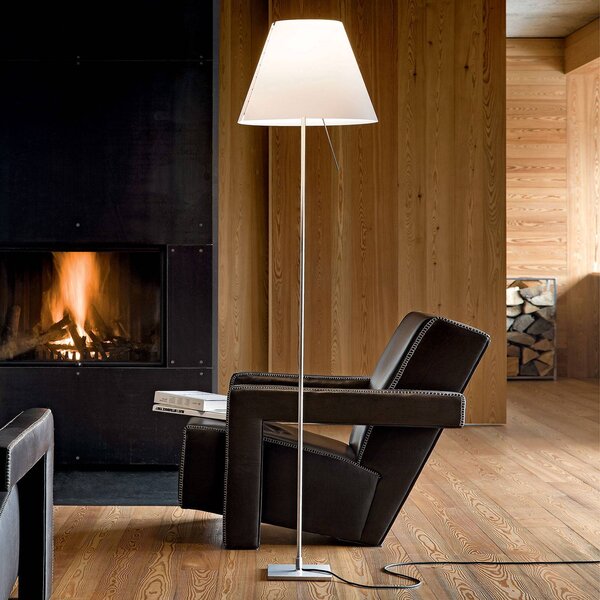 Luceplan Costanza stojaca lampa D13tif, hliník/biela, Biela / opálová, Obývacia izba / jedáleň, Hliník, Dizajn, Stojaca lampa