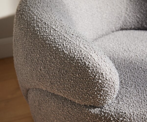 DELIFE Lounge kreslo Nova 88x88 cm bouclé strieborno sivá