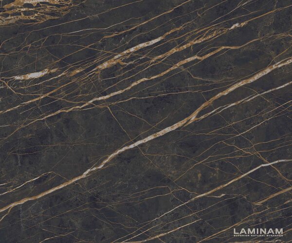DELIFE Konferenčný stolík Casilda 150x90 cm keramika Laminam®Noir Desir hnedá stredová podstava efektová povrchová úprava titánová