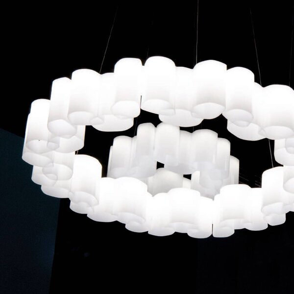 Stilnovo LED závesné svietidlo Honey, stmievateľné, okrúhle, 58 cm, Biela / opálová, Obývacia izba / jedáleň, Plast, Moderný, Závesné svietidlo