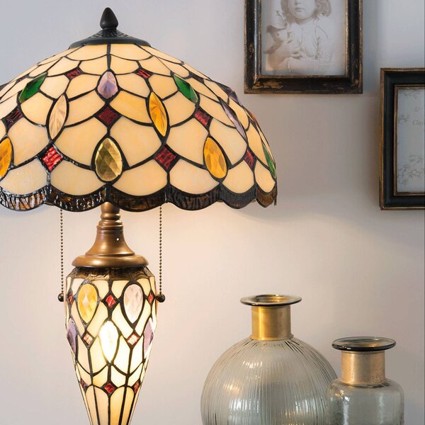Stolná lampa 5182 farebné, tienidlo sklo Tiffany, Viacfarebné, Obývacia izba / jedáleň, Sklo, Tiffany, Stojacie svietidlo