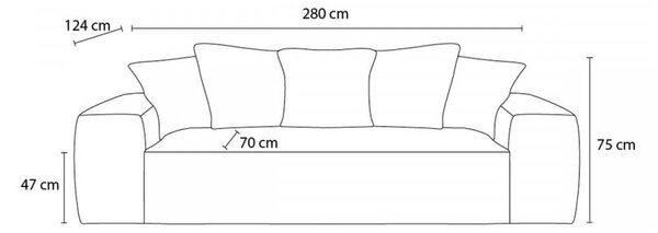 Svetloružová menčestrová pohovka 280 cm Voltaire – Bobochic Paris