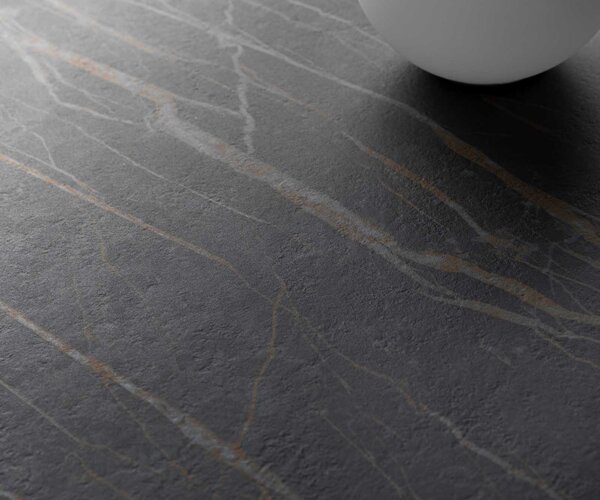 DELIFE Konferenčný stolík Levente 85x85 cm keramika Laminam® Noir Desir hnedá podstava kov titánová farba