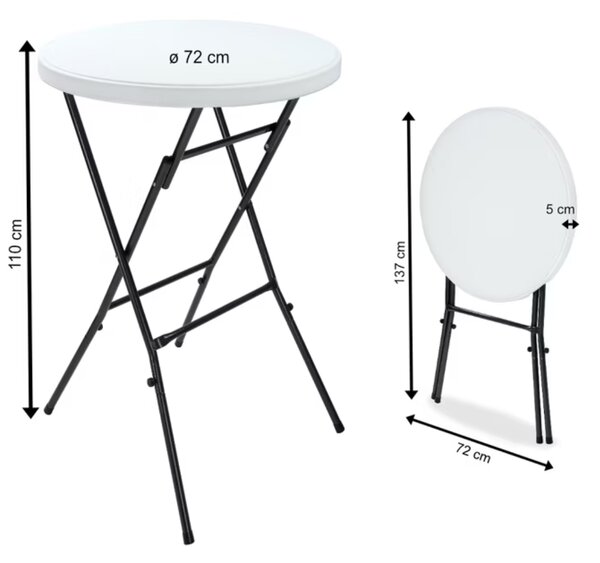 Plastový párty stôl LYDA, Ø72x110cm, biela Casaria