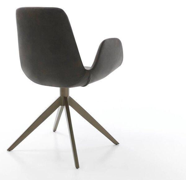 DELIFE Otočná jedálenská stolička Ilia-Flex s opierkami mikrovlákno antracit vintage krížová podstava široká titanový efekt 360° otočná