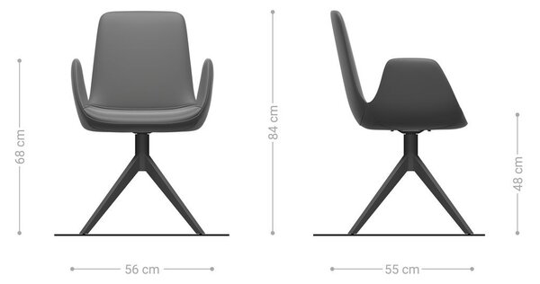 DELIFE Otočná jedálenská stolička Ilia-Flex s opierkami mikrovlákno antracit vintage krížová podstava široká titanový efekt 360° otočná