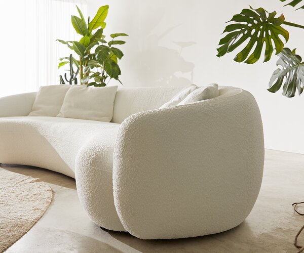 DELIFE Pohovka Larna 260x120 cm bouclé bielo-krémová