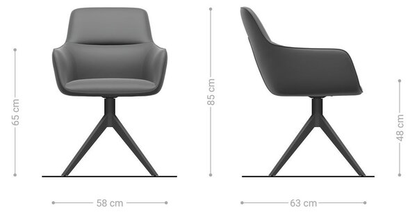 DELIFE Otočná jedálenská stolička Pejo-Flex mikrovlákno antracitová vintage krížová podstava široká titánová farba 360° otočná vrecková pružina