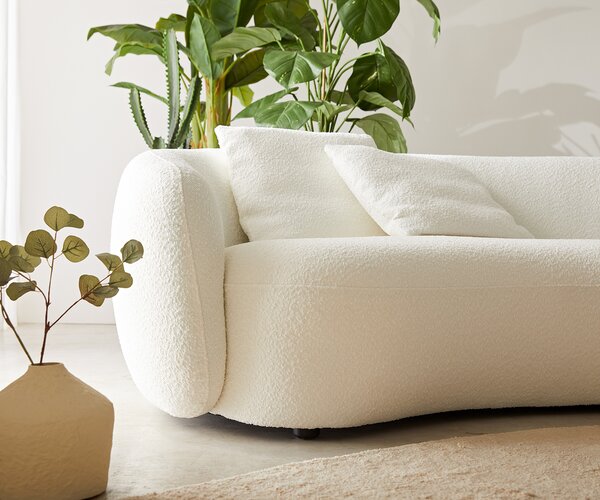 DELIFE Pohovka Larna 260x120 cm bouclé bielo-krémová