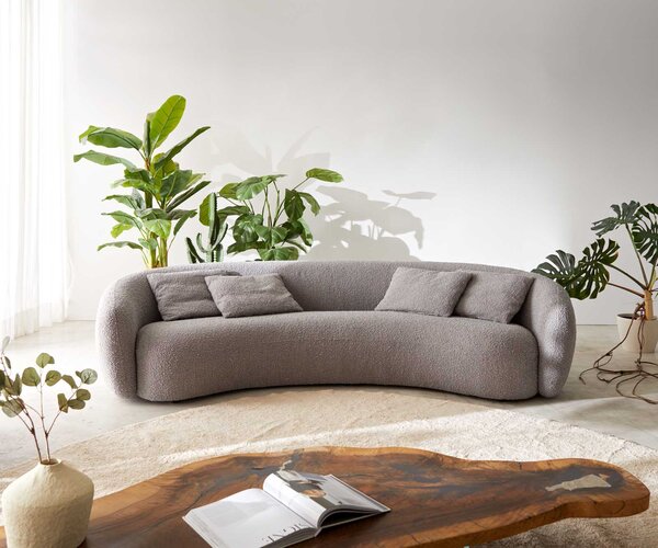 DELIFE Pohovka Larna 260x120 cm bouclé strieborno-sivá
