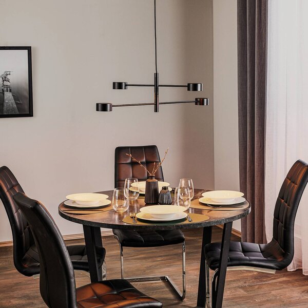 Nordlux Závesné LED Clyde, 4-plameňové, 2-stupňové, Čierna, Obývacia izba / jedáleň, kov, Moderný, Závesné svietidlo