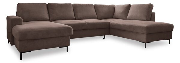 Hnedá menčestrová rozkladacia rohová pohovka (pravý roh) Lofty Lilly – Miuform