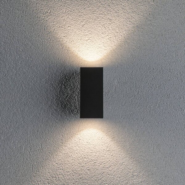Paulmann Flame vonkajšie svetlo 2p 12,8cm antracit, Čierna, Hliník, Moderný, Nástenné svietidlo