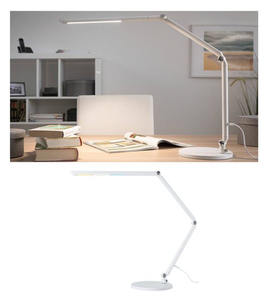 LED stolná lampa Paulmann FlexBar, biela, 36 cm,, Biela / opálová, Pracovňa / Kancelária, Hliník, Moderný, Stolová lampa