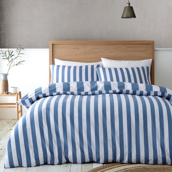 Bielo-modré obliečky na dvojlôžko 200x200 cm Cove Stripe – Catherine Lansfield