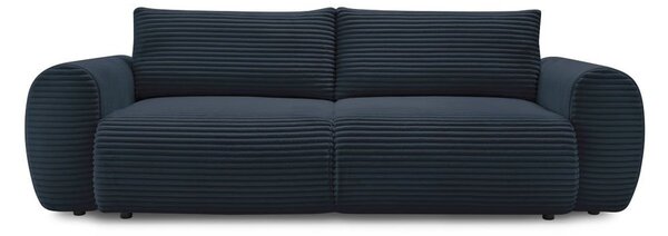 Tmavomodrá menčestrová rozkladacia pohovka 257 cm Lucien – Bobochic Paris