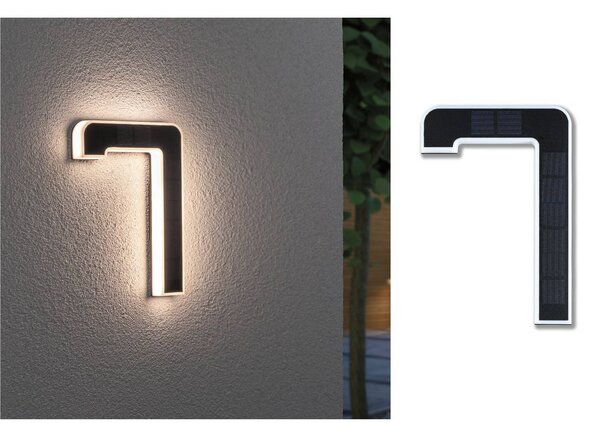 Paulmann solárne LED číslo domu 7, Čierna, Plast, Moderný
